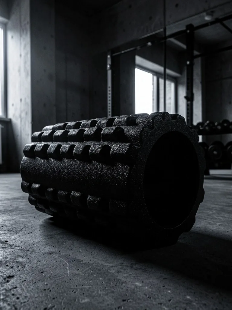 Foam roller on dark surface