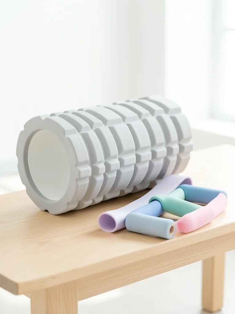 Gentle fitness equipment on a bench in a bright room