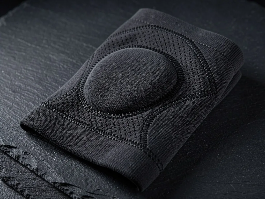Knee support sleeve on a dark surface