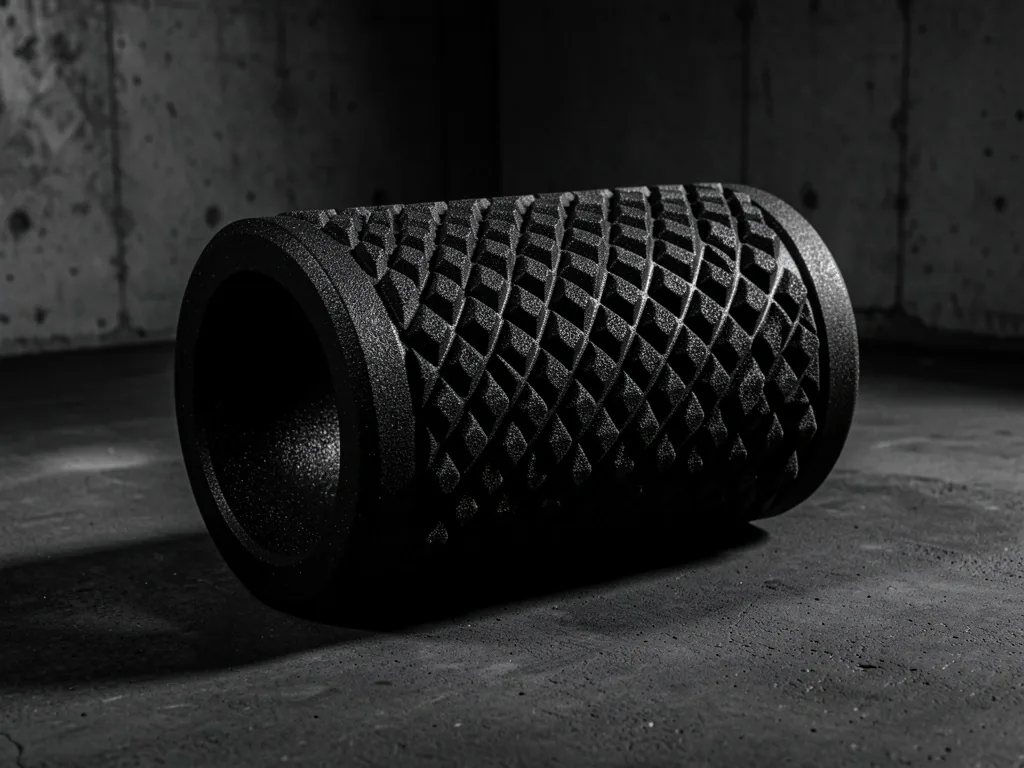 Professional foam roller on dark surface